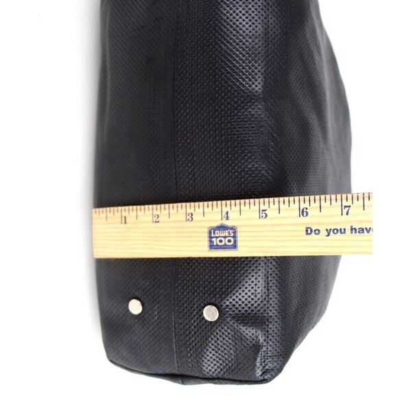 Pauric Sweeney ITALY PERFORATED BLACK GENUINE LEATHER SATCHEL HANDBAG TOTE PURSE - Picture 13 of 16